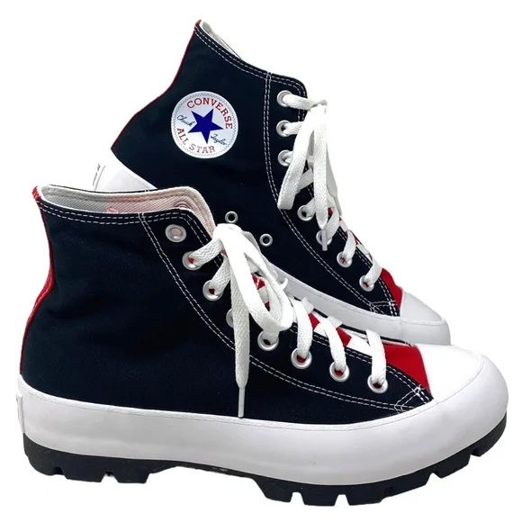 Converse Ctas Lugged Shoes High Women Size Black Red Canvas Custom  571211C-WBWR